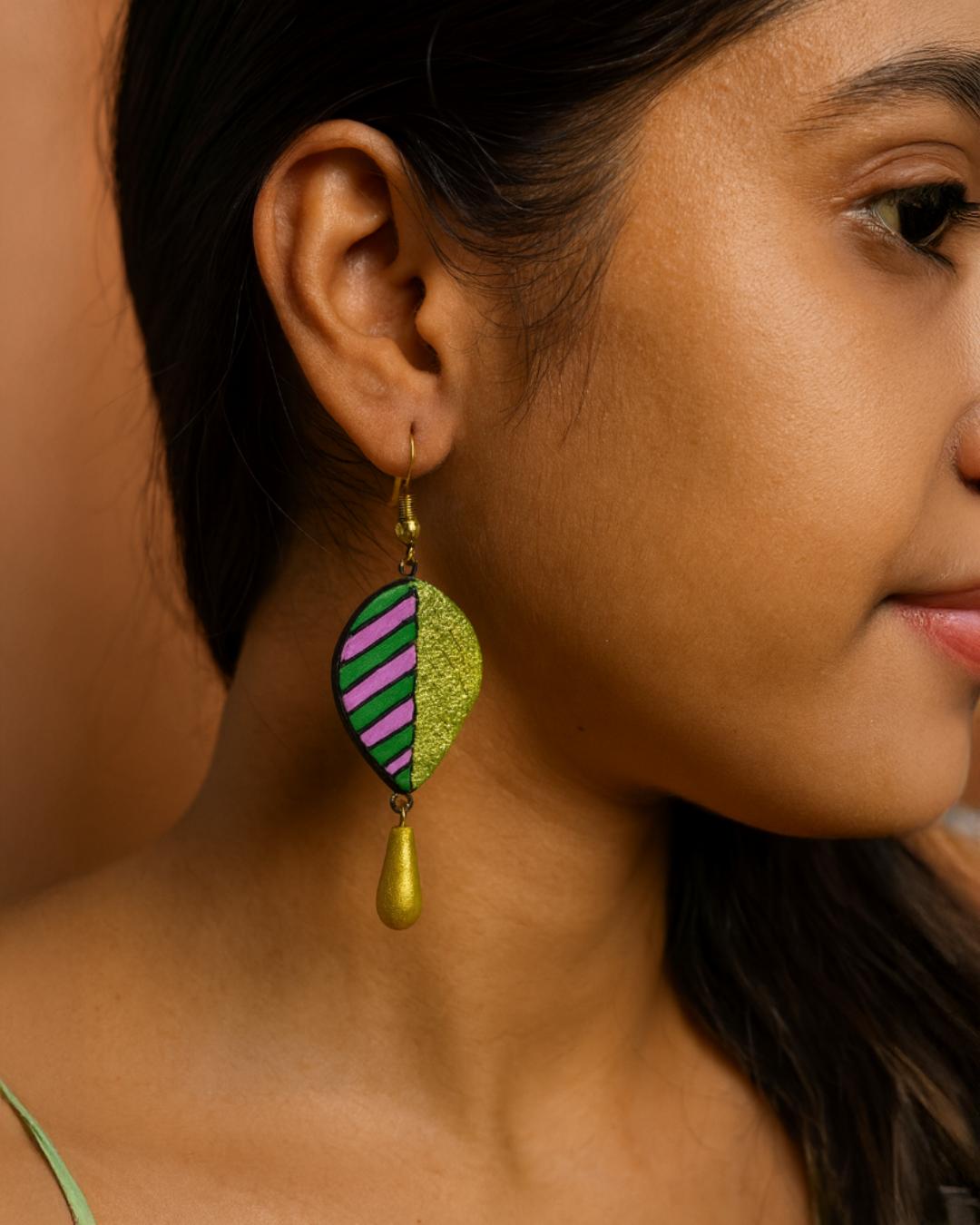 Handcrafted Statement Earrings – Vibrant Leaf-Inspired Designs