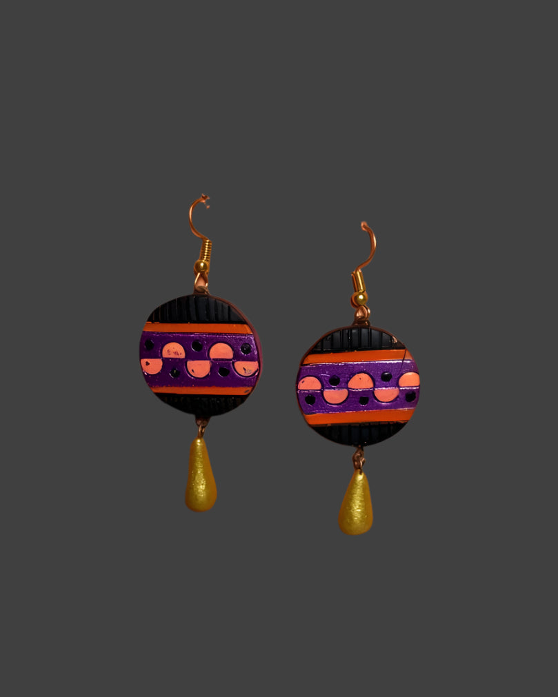 Hand-Painted Boho Drop Earrings – Artistic Statement Jewelry