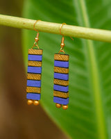 Handcrafted Geometric Earrings – Gold & Cobalt Blue