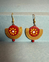 Red & Gold Semi-Circle Sunburst Earrings