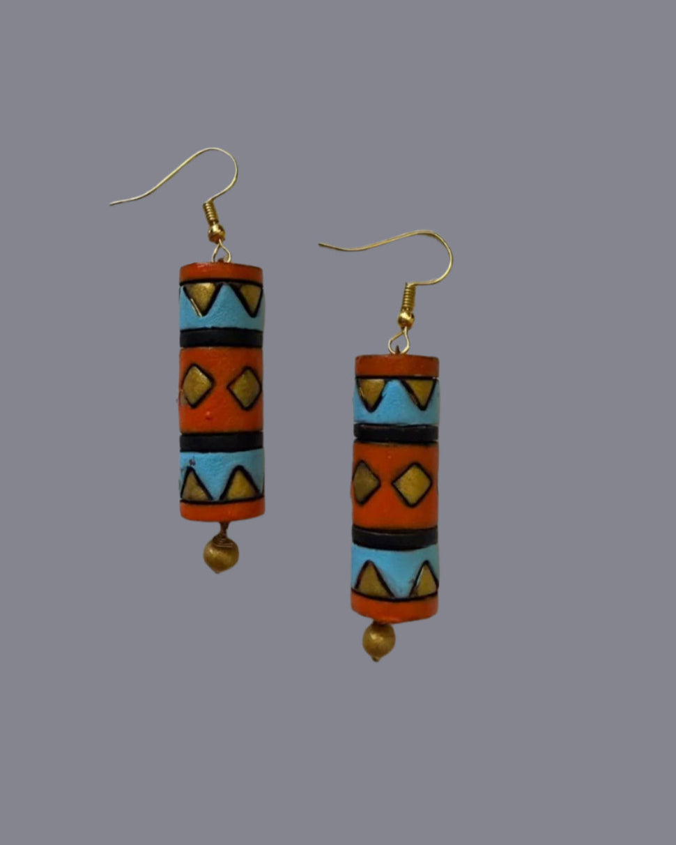 Handcrafted Tribal Cylinder Earrings – Multicolor Collection