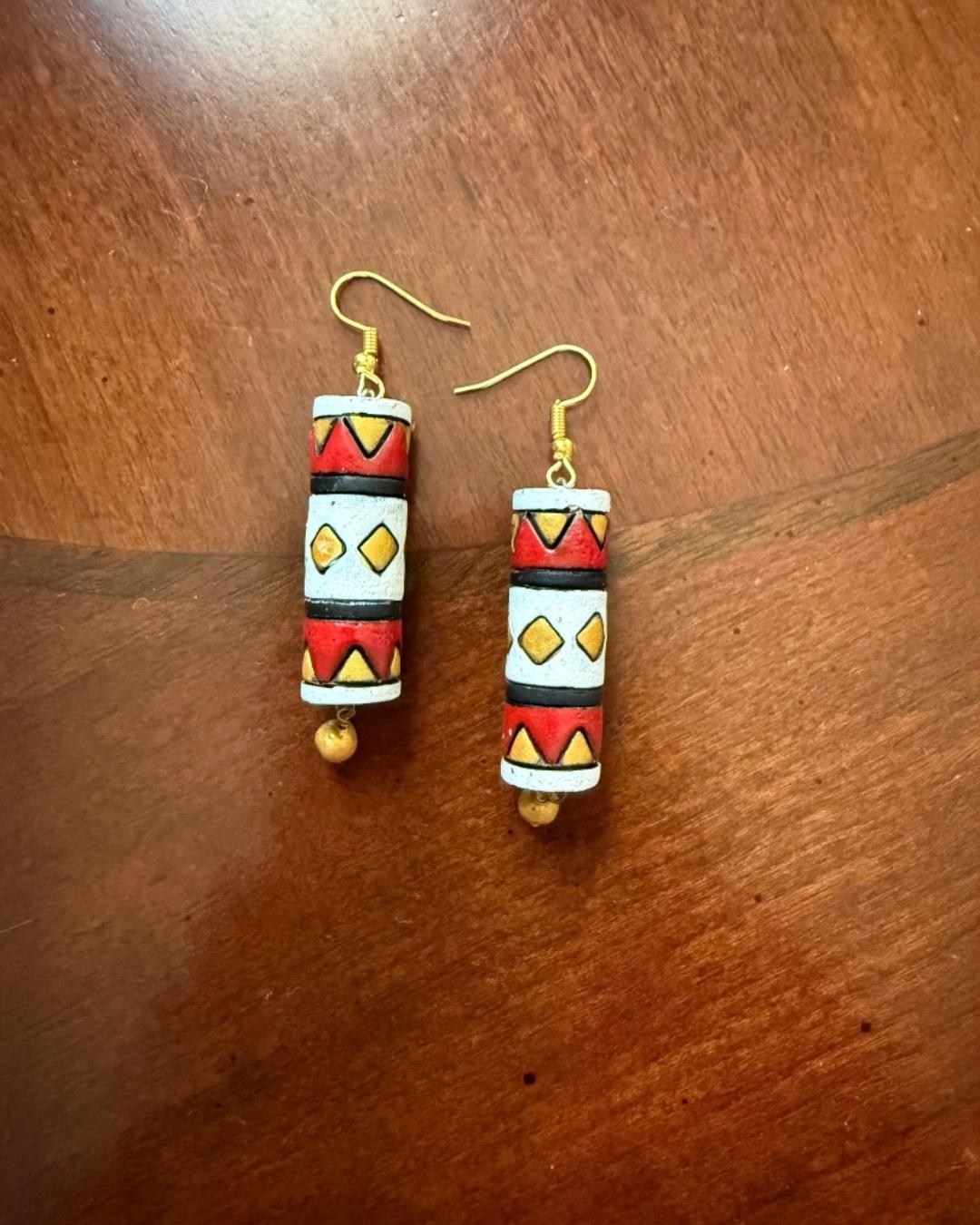 Handcrafted Tribal Cylinder Earrings – Multicolor Collection