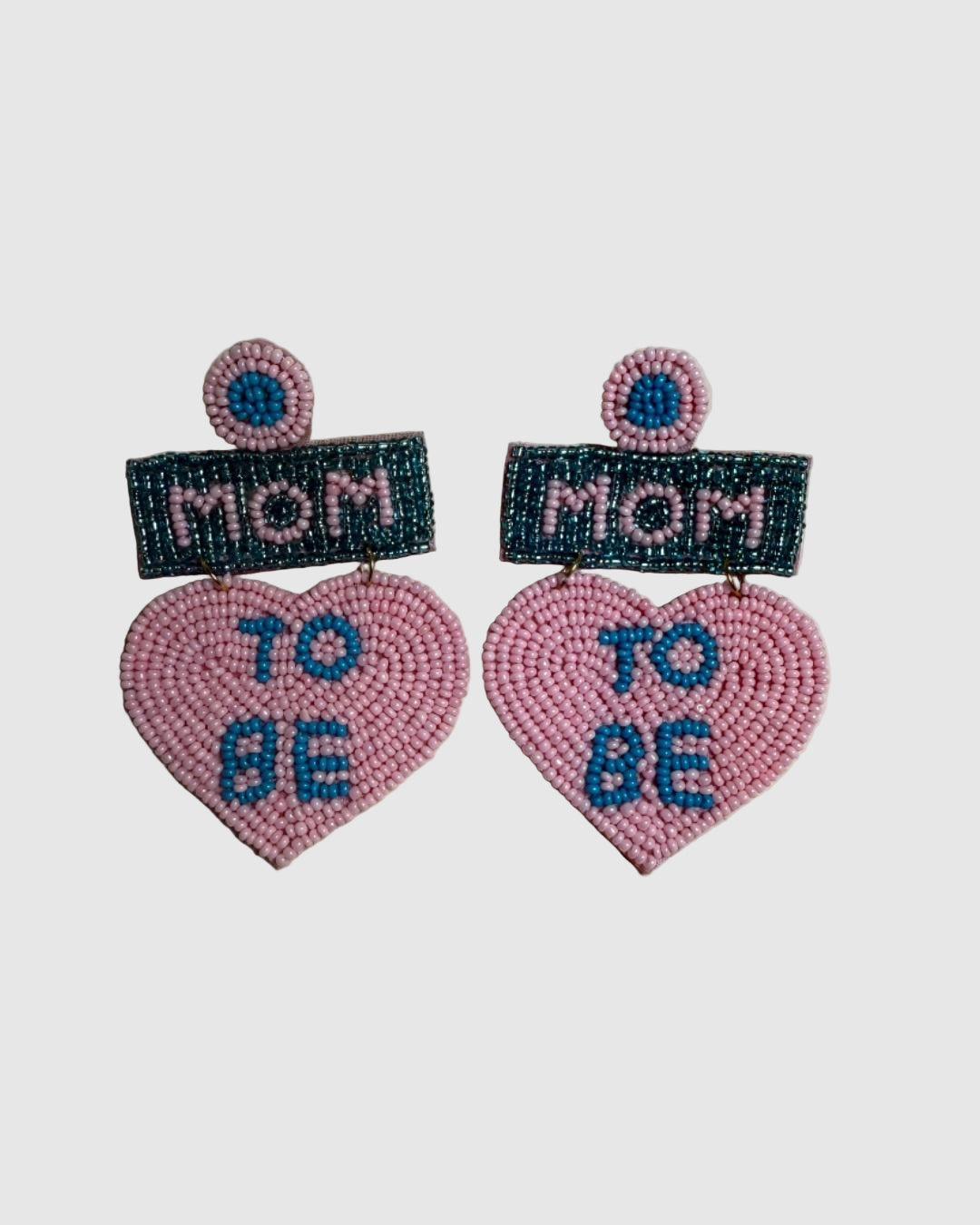 Handmade Beaded “Mom To Be” Statement Earrings