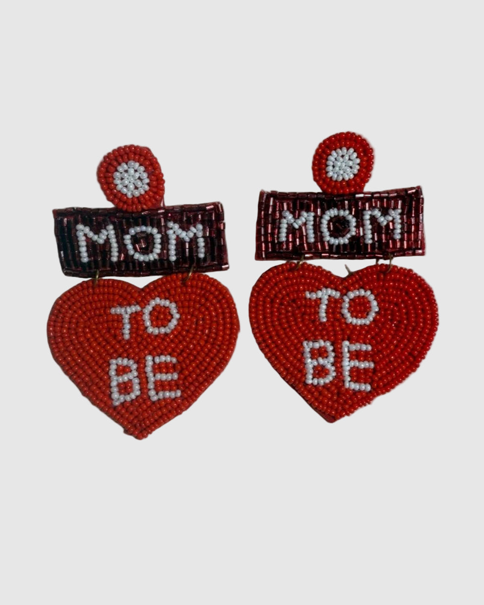 Handmade Beaded “Mom To Be” Statement Earrings