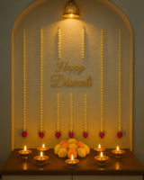 White Jasmine-Style Artificial Garland with Pink Floral Accent