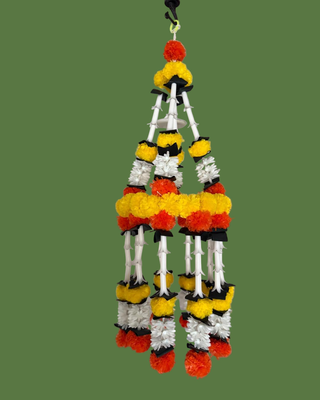 Handcrafted Decorative Hanging Toran – Yellow, Orange & White
