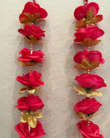 Artificial Red & Gold Floral Garland – Elegant Hanging String Décor