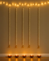 Luxury White & Gold Jasmine-Style Artificial Garland – Elegant Hanging String