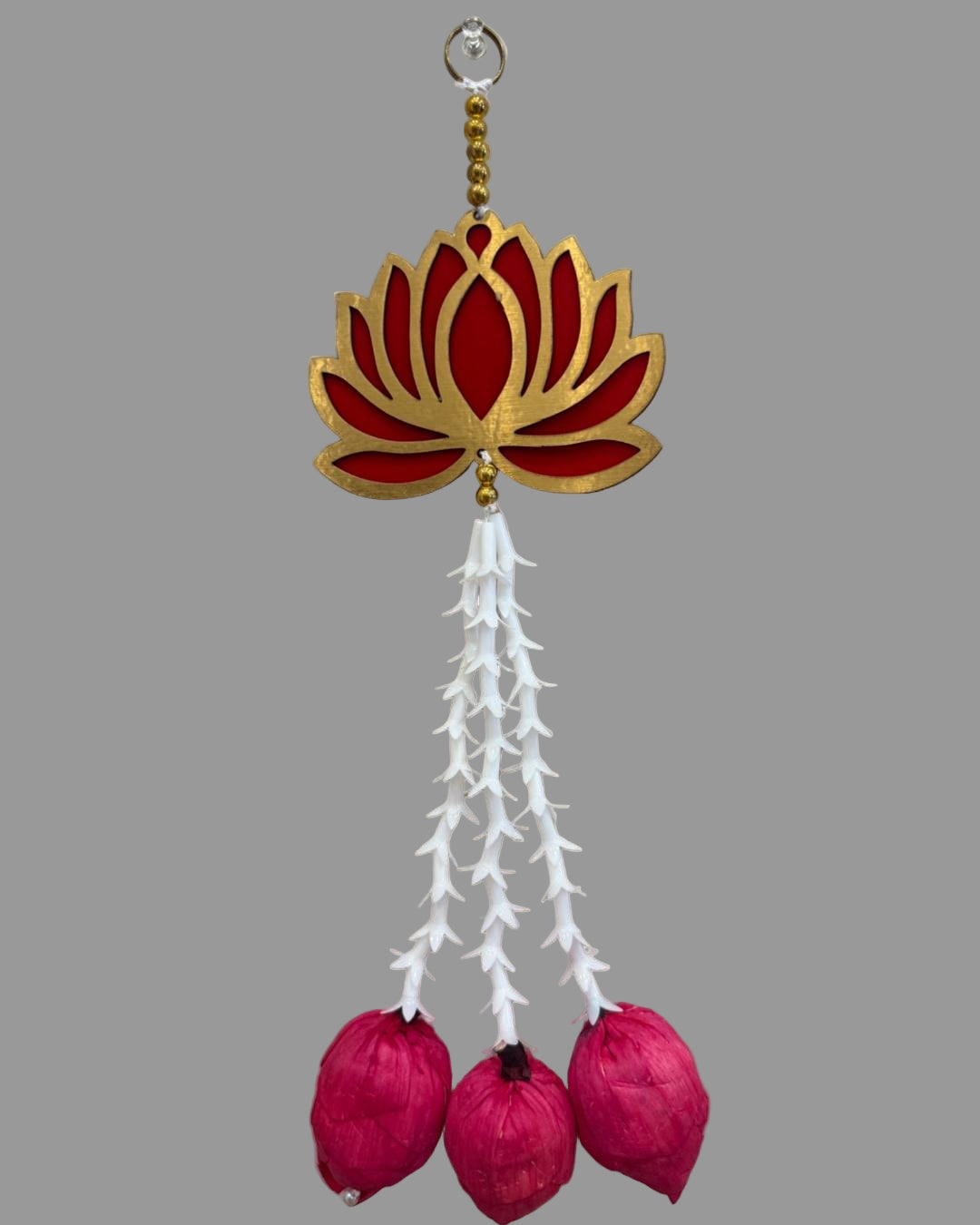 Handcrafted Lotus Wall Hanging with Floral Tassels