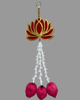 Handcrafted Lotus Wall Hanging with Floral Tassels