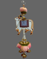 “Traditional Mandir Wall Hanging | Sacred Cow with Lotus Flowers | Temple & Home Decoration”