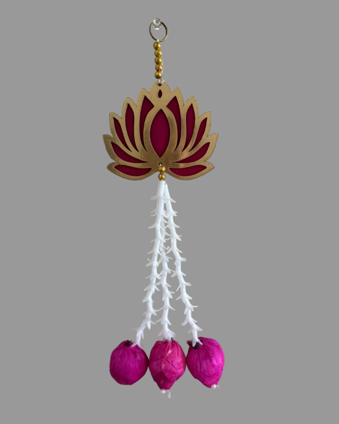 Handcrafted Lotus Wall Hanging with Floral Tassels