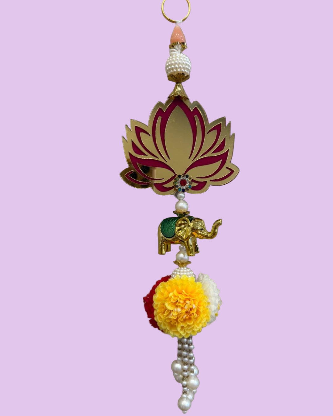 Handcrafted Lotus & Elephant Wall Hanging (Pair) – Traditional Indian Festive Décor