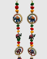 Handmade Colorful Elephant Wall Hanging with Pom-Poms (Pair)