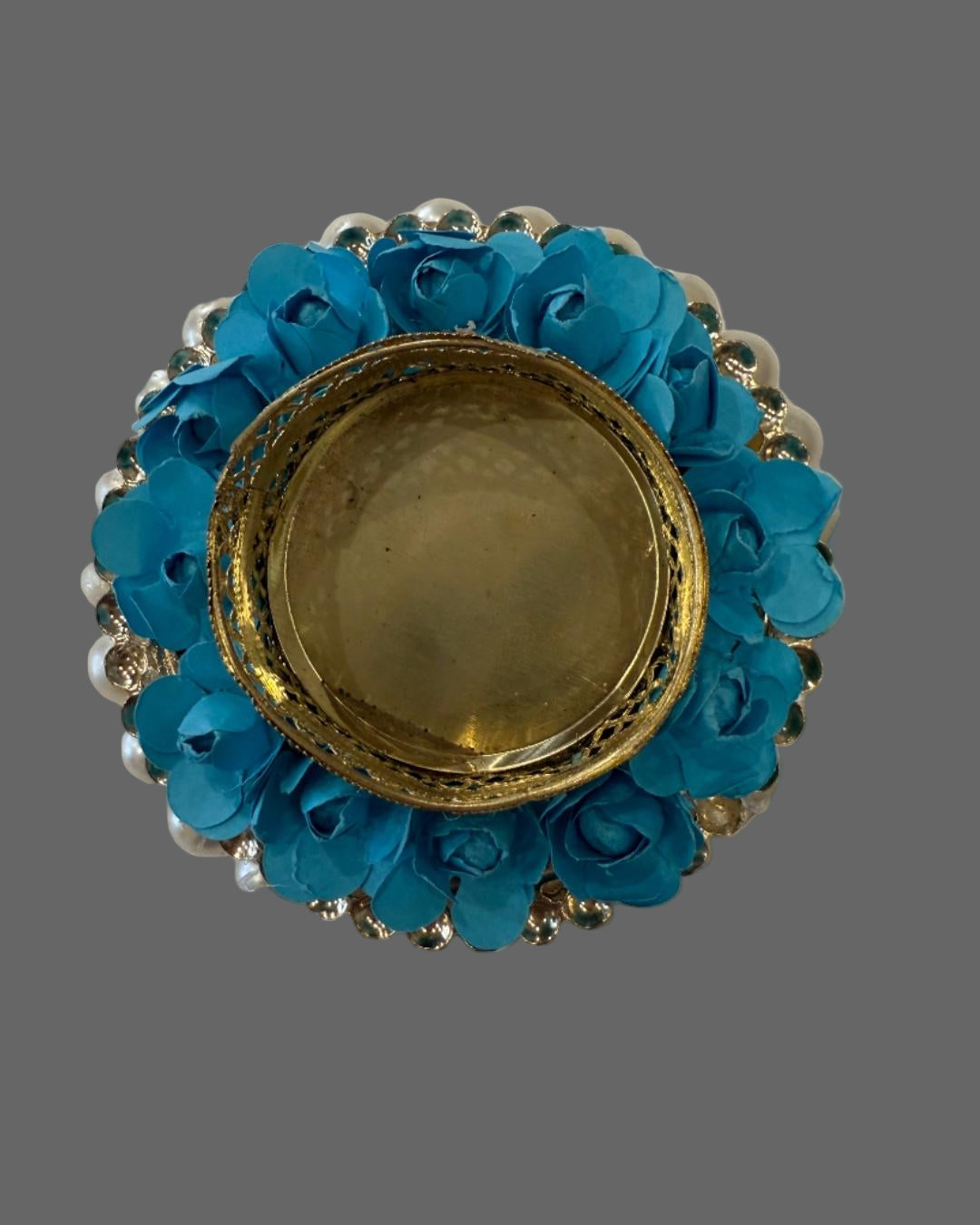 Decorative Blue Floral Tealight Candle Holder