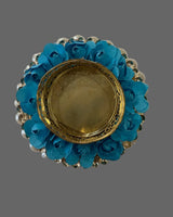Decorative Blue Floral Tealight Candle Holder