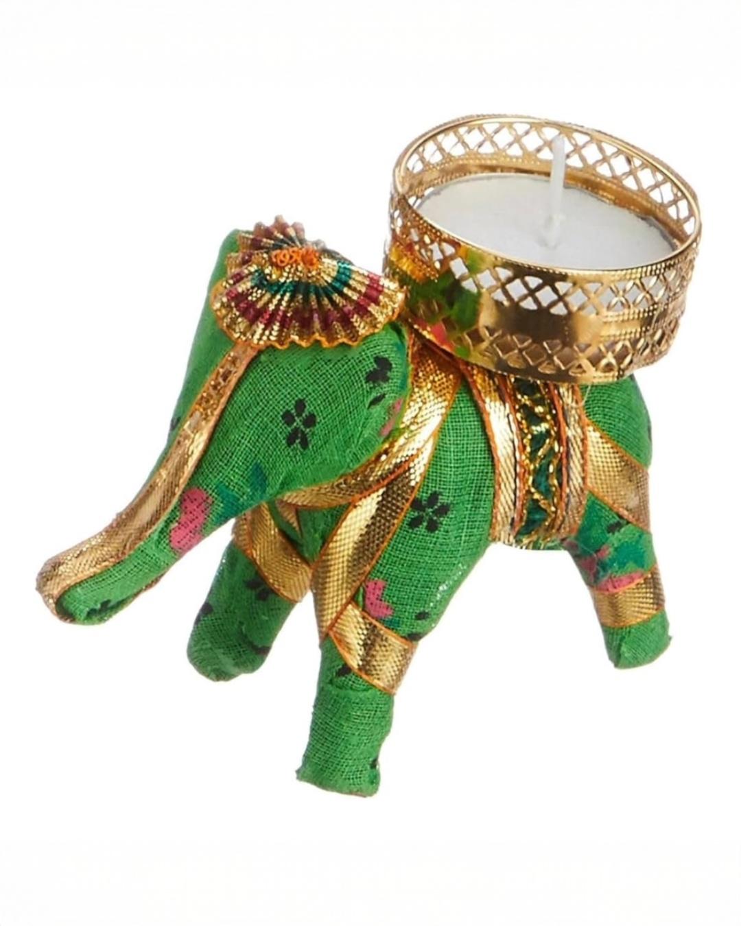 Handcrafted Decorative Elephant with Golden Basket