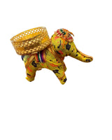 Handcrafted Decorative Elephant with Golden Basket