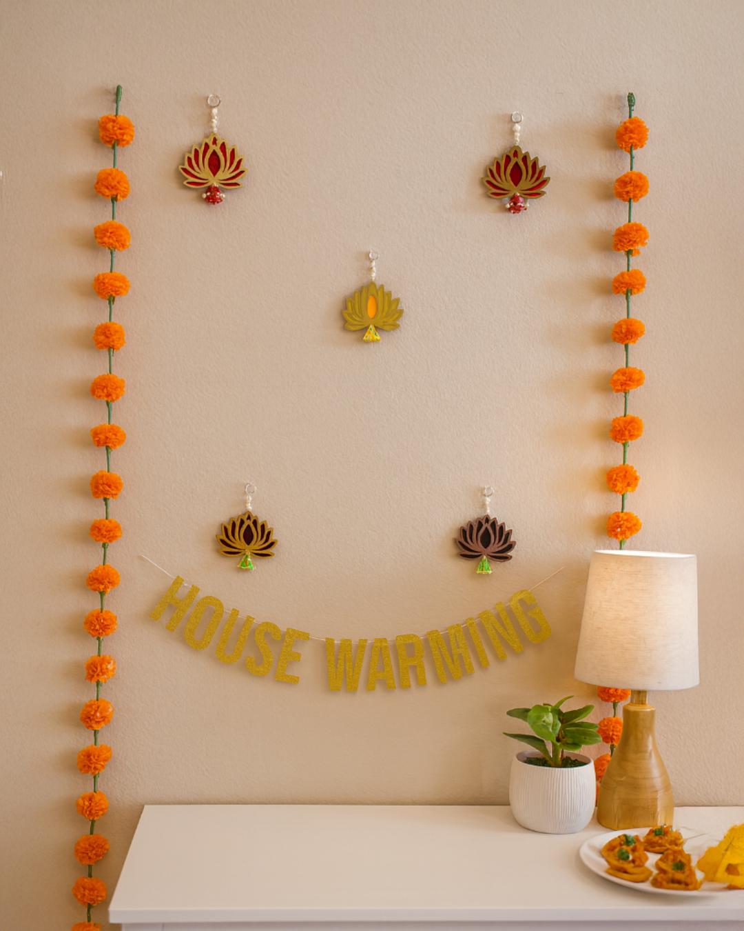 Lotus Wall Hanging with Pearls and Tassel