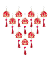 Lotus Wall Hanging with Pearls & Red Tassel