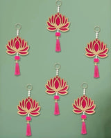 Lotus Wall Hanging with Pearls & Red Tassel