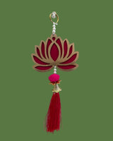 Lotus Wall Hanging with Pearls & Red Tassel