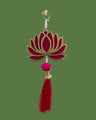 Lotus Wall Hanging with Pearls & Red Tassel