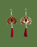 Lotus Wall Hanging with Pearls & Red Tassel