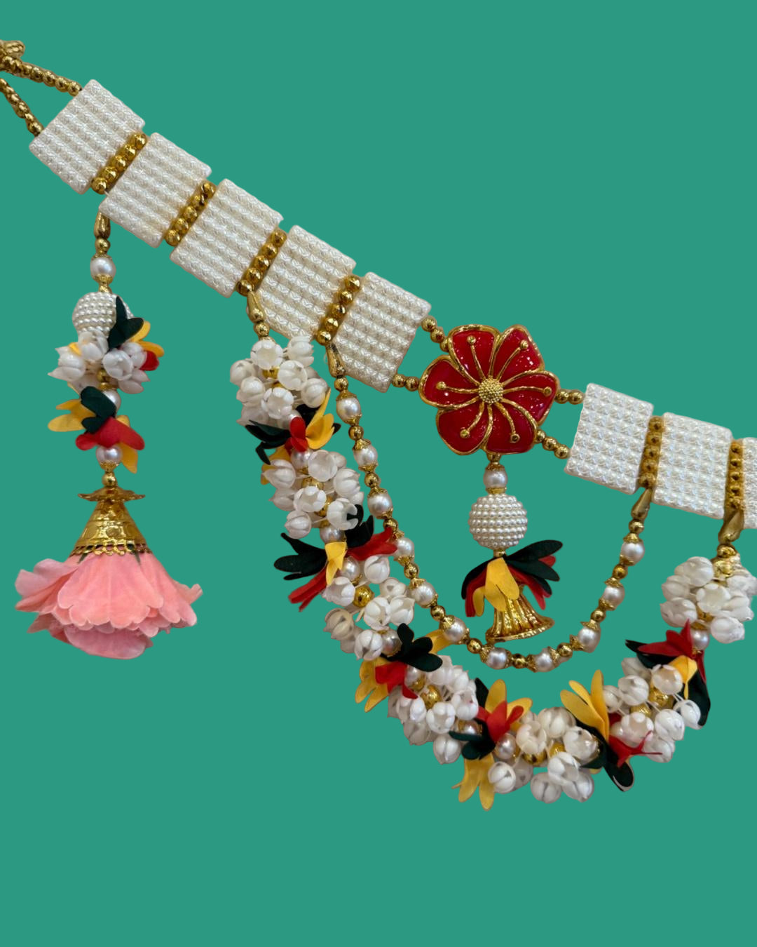 “Graceful Pearl & Flower Toran for Temple & Home Décor”
