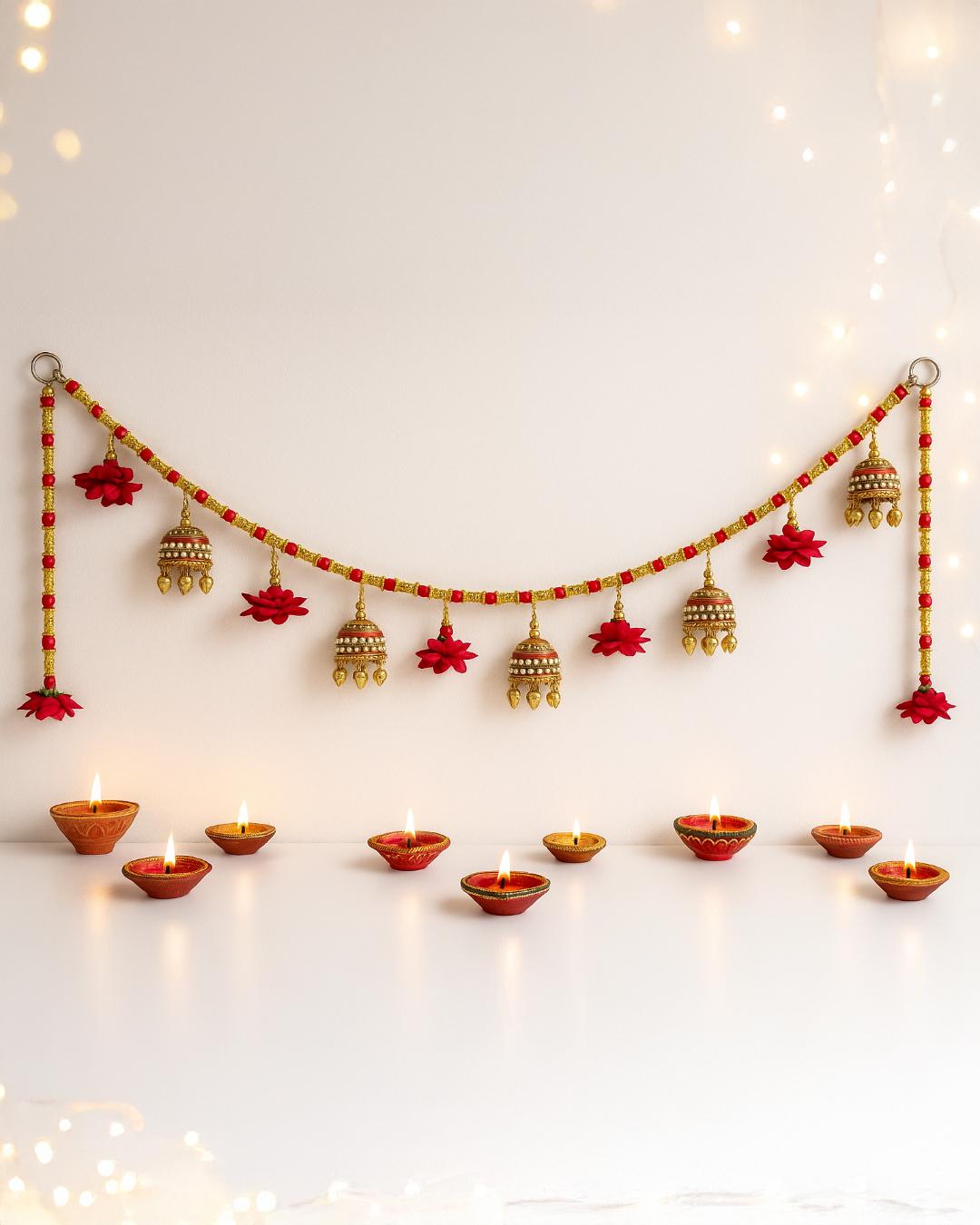 “Royal Lotus & Jhumka Toran – Perfect for Festivals & Weddings”