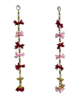 Pink & Red Floral Beaded Toran with Golden Bells
