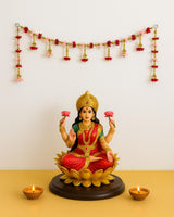 Pink & Red Floral Beaded Toran with Golden Bells