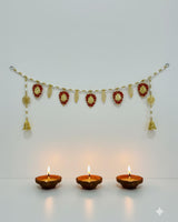 Elegant Red & Gold Floral Toran – Auspicious Door Hanging