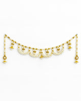 “Royal Pearl & Gold Toran – Traditional Bandhanwar for Festive Homes”