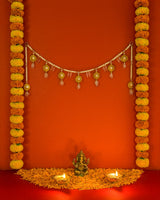 Crystal Elegance Toran – White & Gold Door Hanging for Festivals & Home Décor