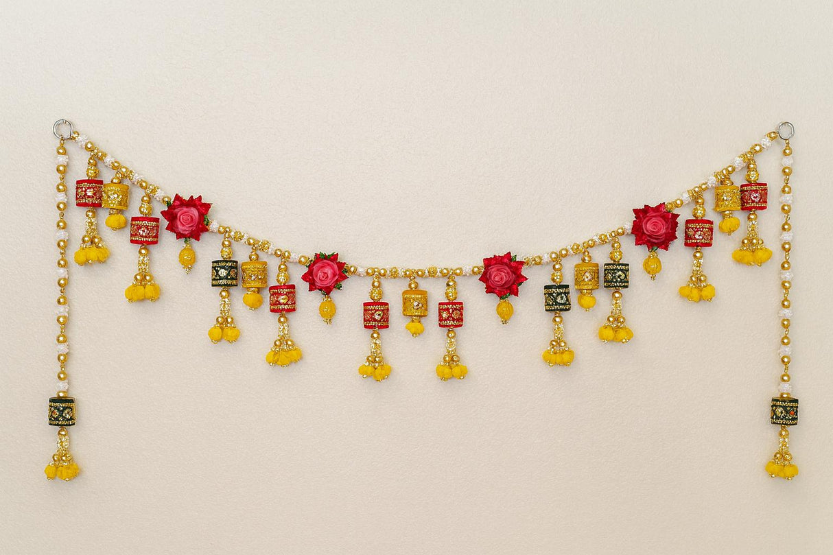 🌸 Handcrafted Pearl & Floral Door Hanging (Toran / Bandhanwar) 🌸