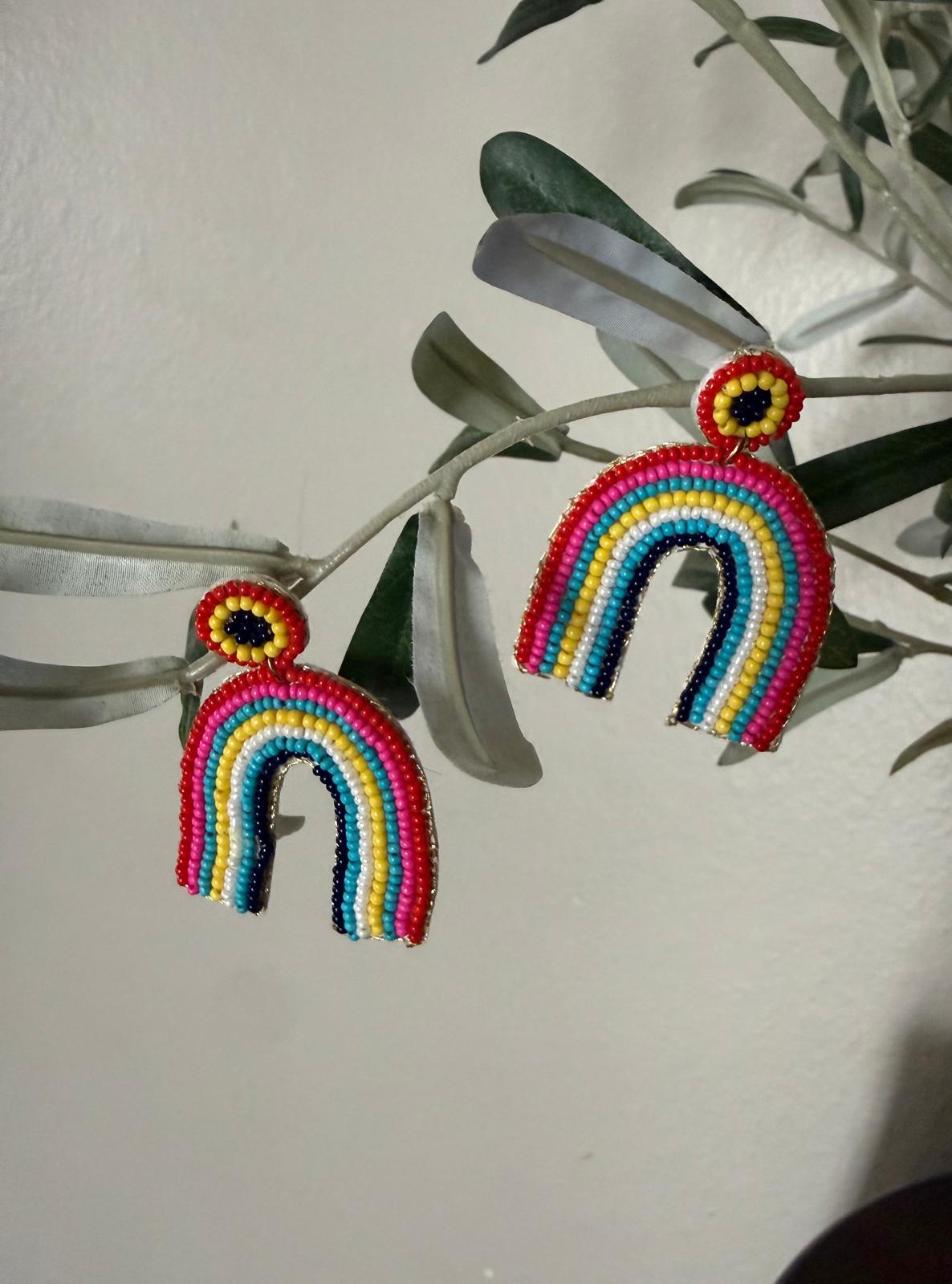 Handmade Beaded Rainbow Earrings
