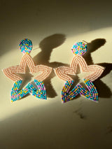 🌟 Vibrant Handcrafted Beaded Star Earrings