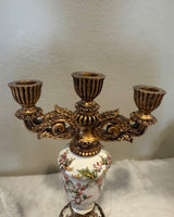 Antique-Style Ornate Three-Arm Candela
