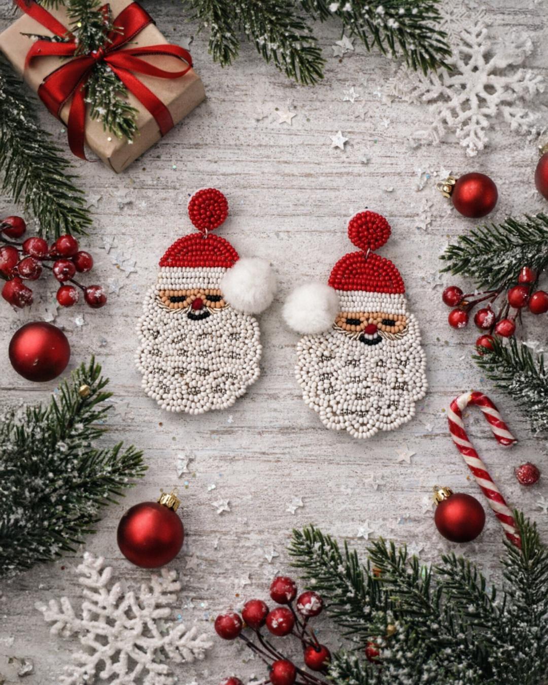 Santa Cardinal Beaded Earrings
