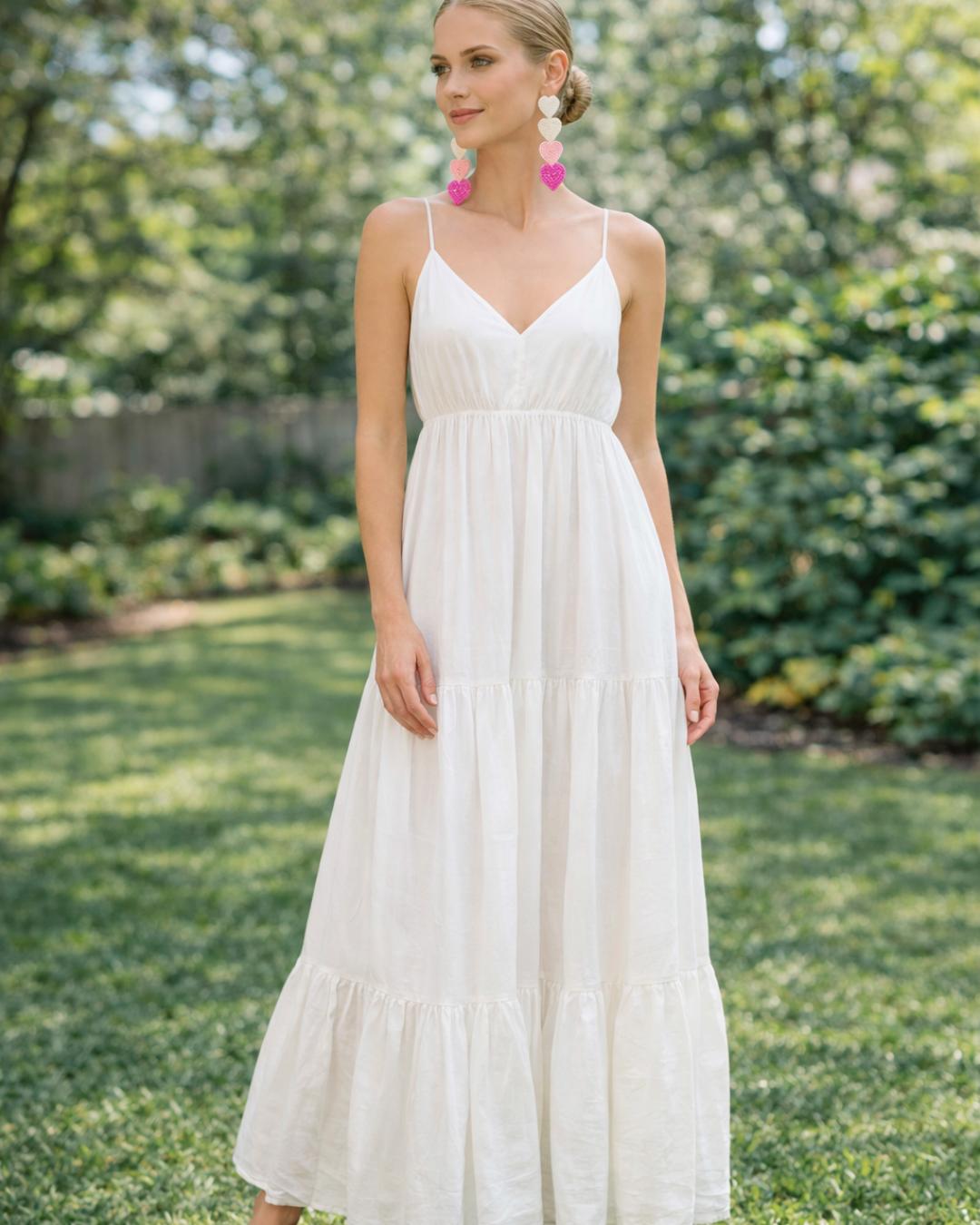 Blush Cascade Beaded Heart Earrings